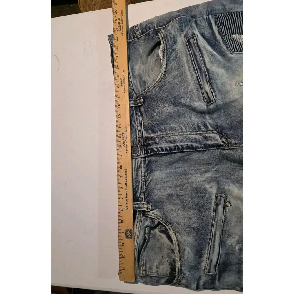 M1719 MAKOBI MOTO SIDE BIKER BLUE JEANS VINTAGE 46x34
